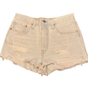 Levi's 501 Light Blue Ripped Jean Shorts